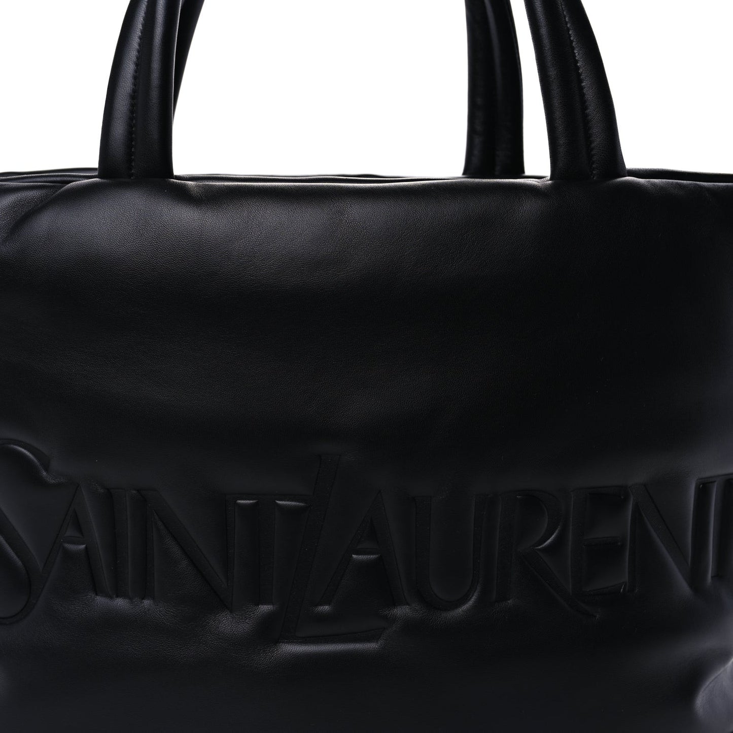 Lambskin Wide Puffer Tote  Black