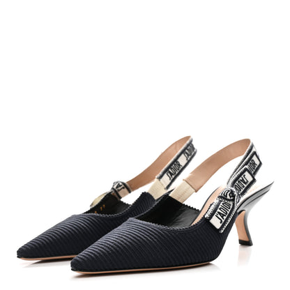 Christian Dior Technical Canvas Ribbon J Adior Slingback 65mm Pumps 37 Deep Blue 4 of 10