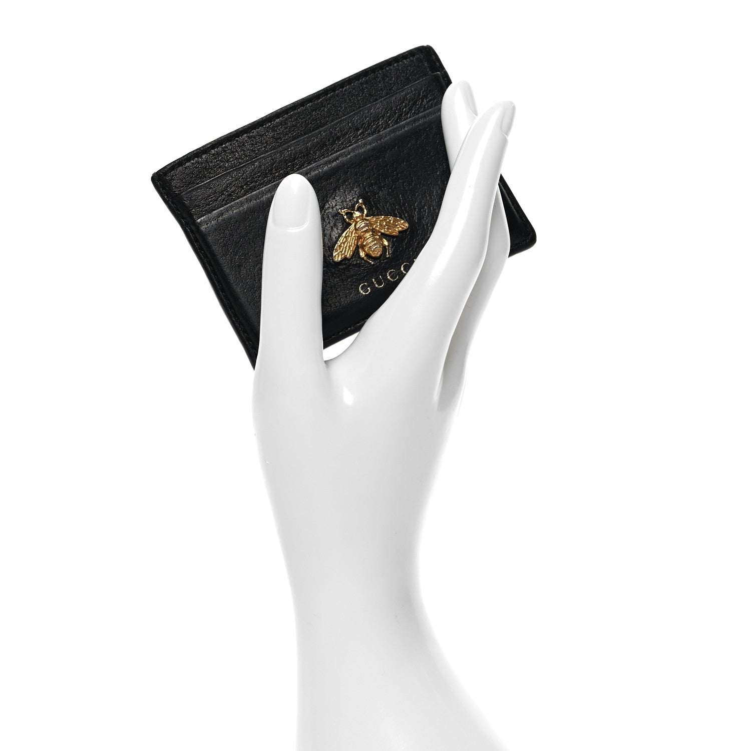 Gucci Pebbled Calfskin Animalier Card Holder Black 2 of 9