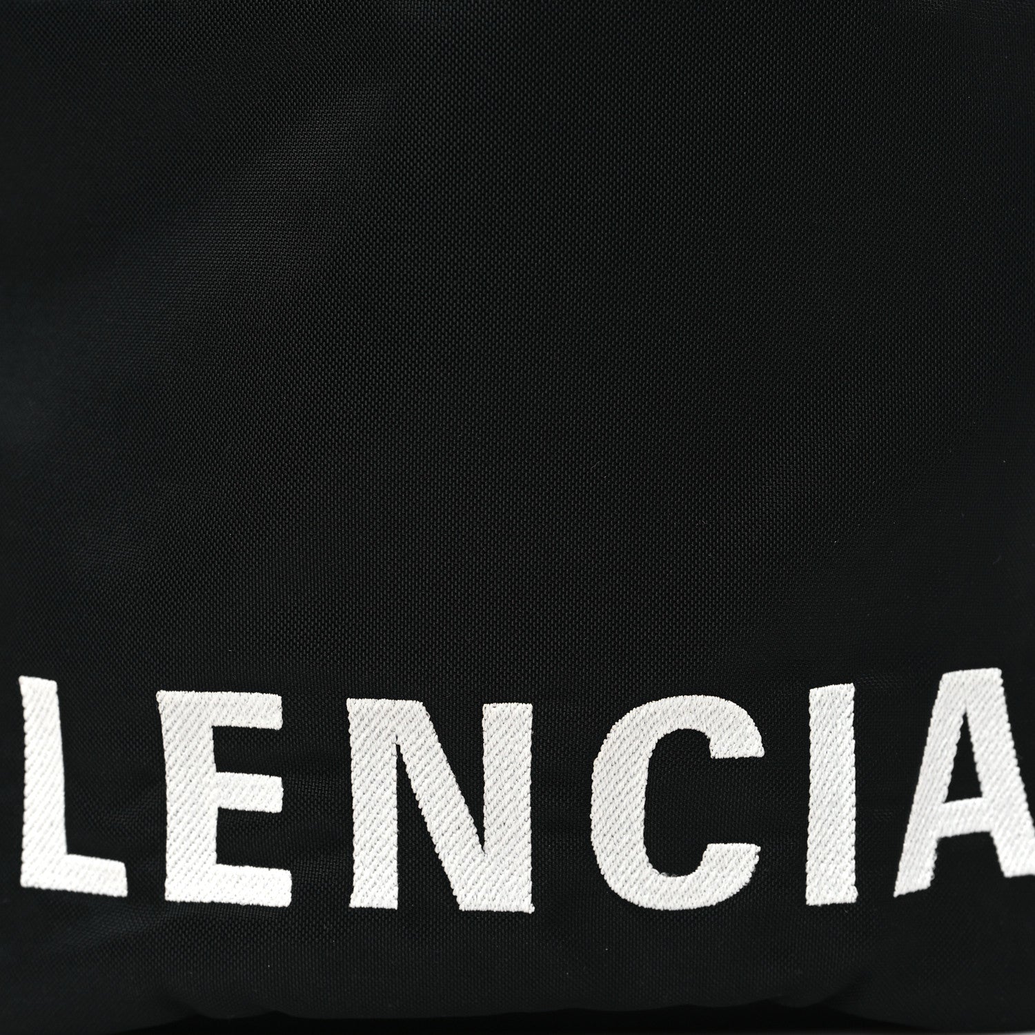 Balenciaga Recycled Sport Nylon Logo Embroidered Small Wheel Drawstring Bucket Bag Black 7 of 10