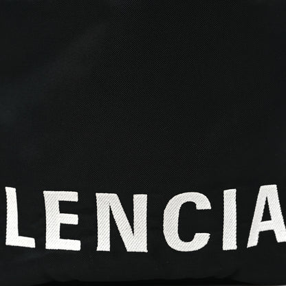 Balenciaga Recycled Sport Nylon Logo Embroidered Small Wheel Drawstring Bucket Bag Black 7 of 10