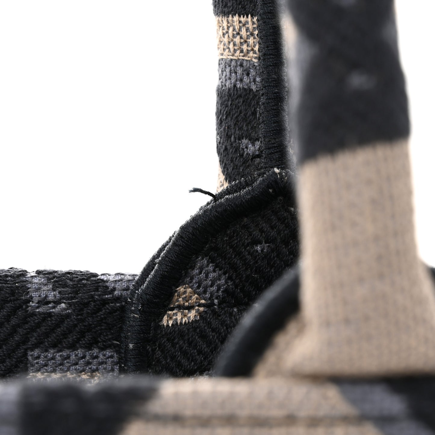 Canvas Macrocannage Embroidered Medium Book Tote Beige Blue