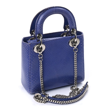 Christian Dior Python Mini Lady Dior Blue 2 of 8