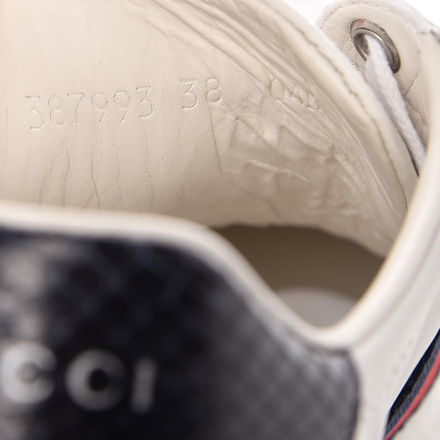 Calfskin Ayers Web Ace Sneakers 38 White Blue