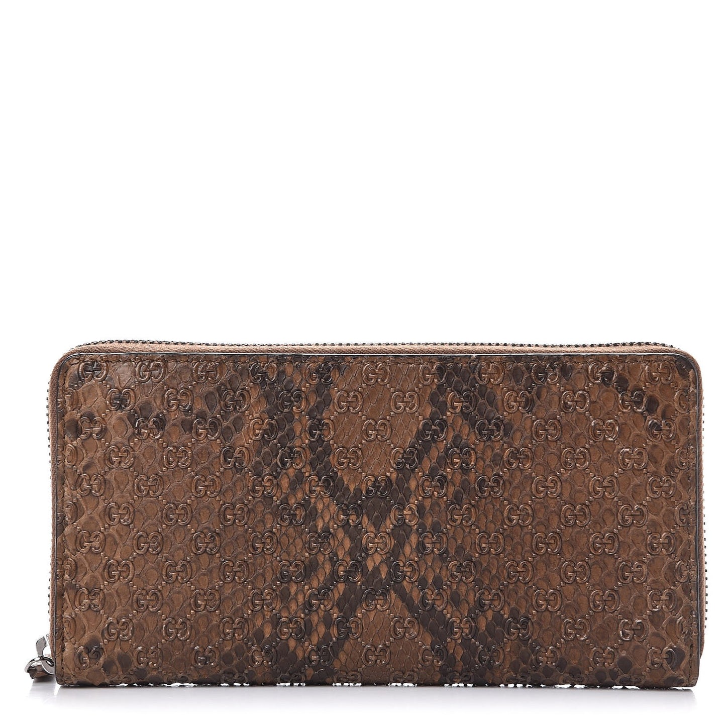 Python Microguccissima GG Zip Around Wallet Brown