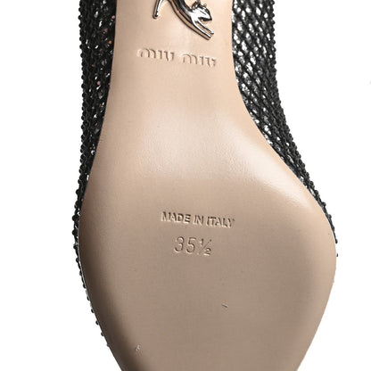 Miu Miu Glitter Rete 85 Pumps 35.5 Silver Black 7 of 7