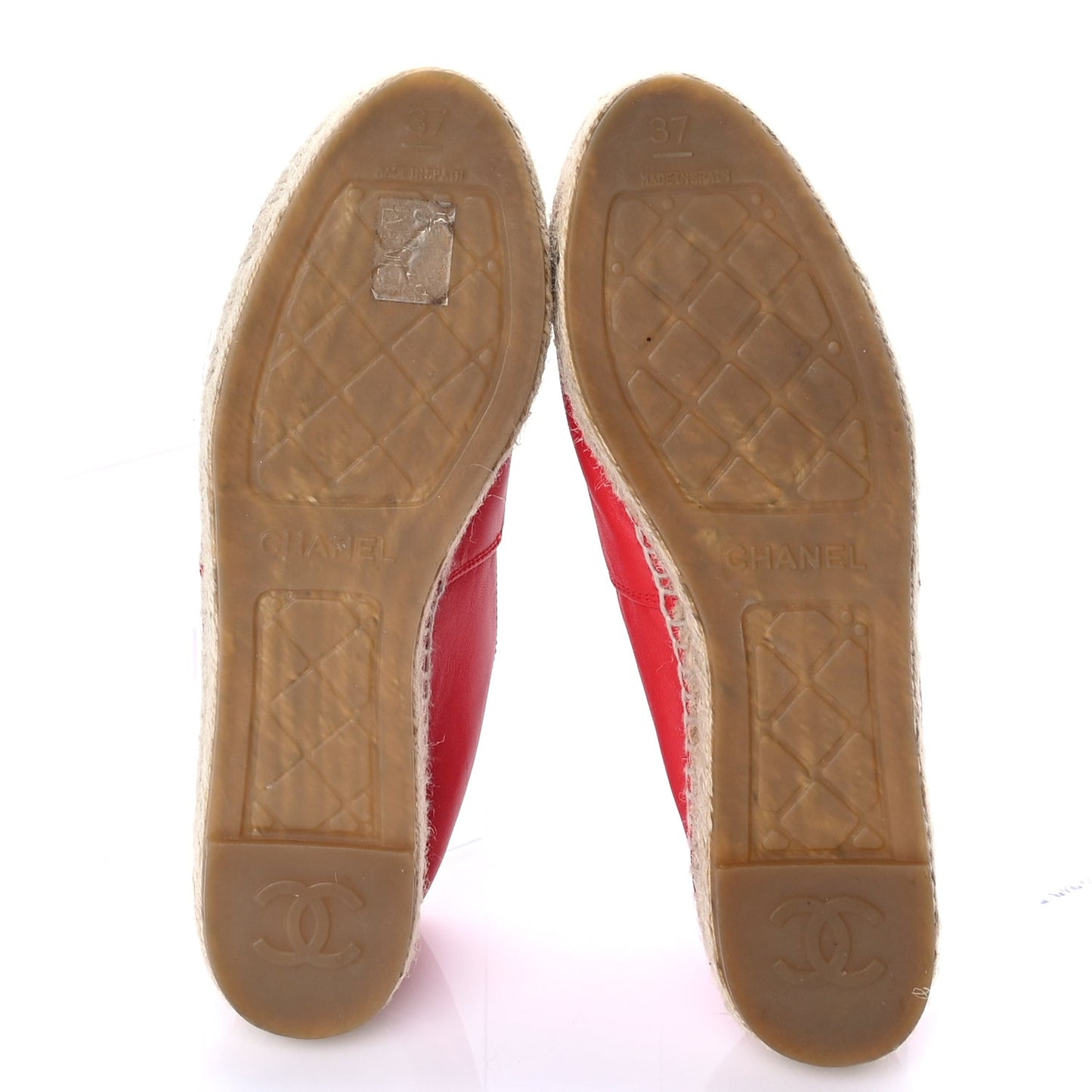 Lambskin CC Espadrilles 37  Red