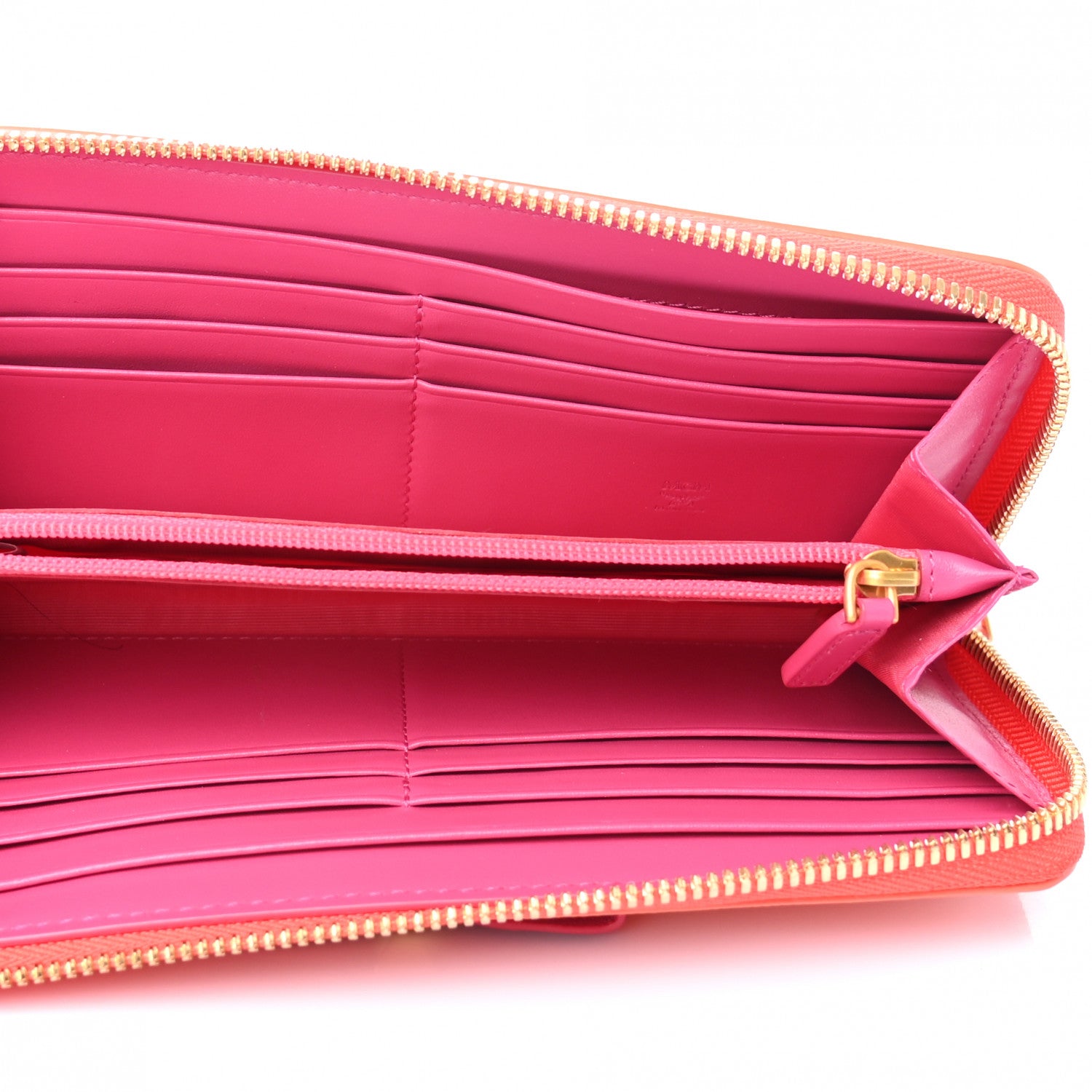 MCM Saffiano Large Mina Zip Around Wallet Orange Pink 5 of 6