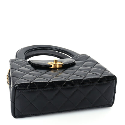 Chanel Shiny Aged Calfskin Quilted Nano Kelly Shopper Black 3 of 9