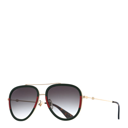 Gucci Web Aviator Sunglasses GG0062S Green Red 1 of 7