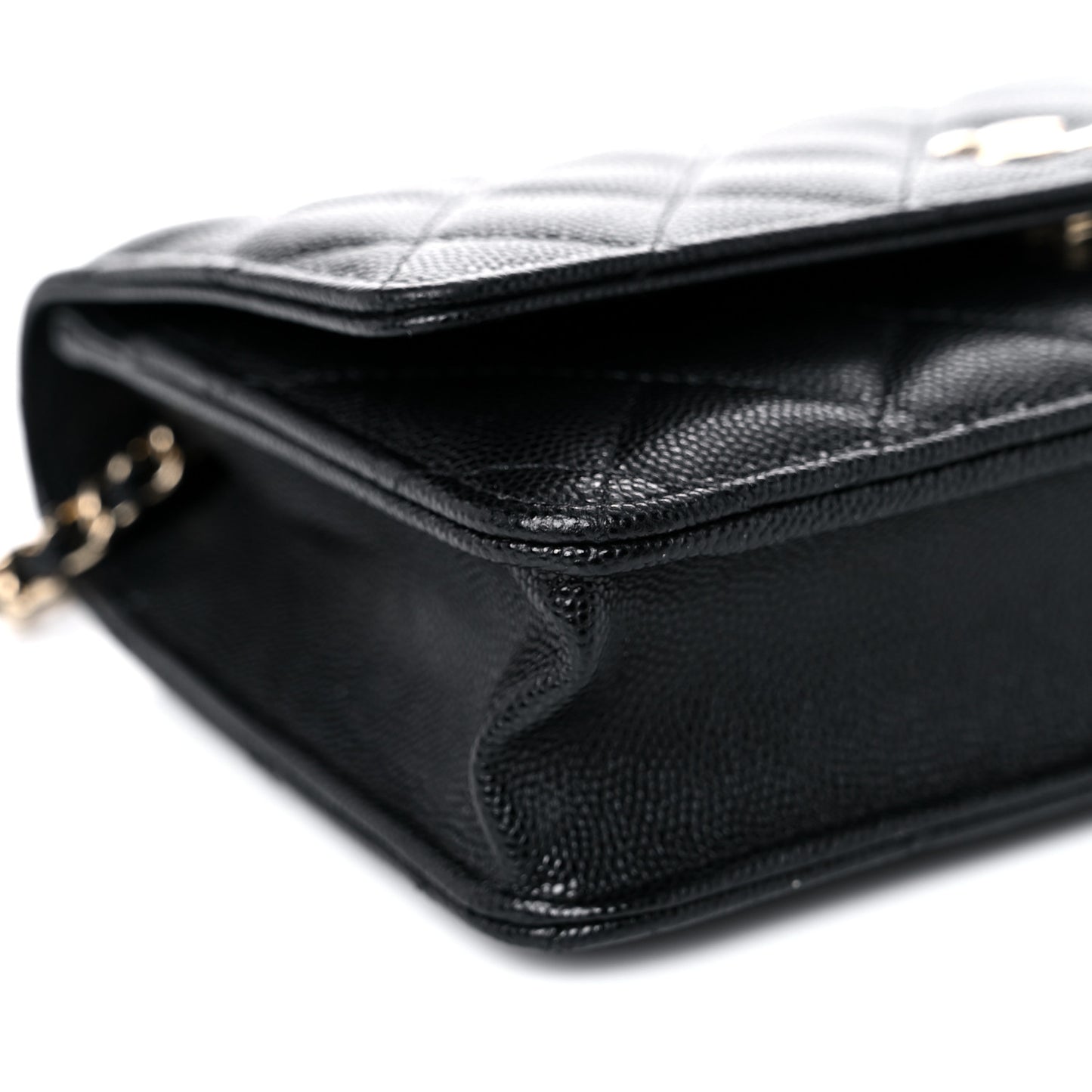 Caviar Quilted Wallet With Charms On Chain WOC Black