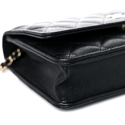 Chanel Caviar Quilted Wallet With Charms On Chain WOC Black 9 of 14