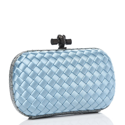 Bottega Veneta Satin Intreccio Impero Ayers Knot Clutch Ciel 2 of 10