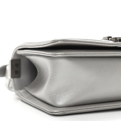 Chanel Metallic Caviar Chevron Quilted Small Boy Flap Silver 9 of 10