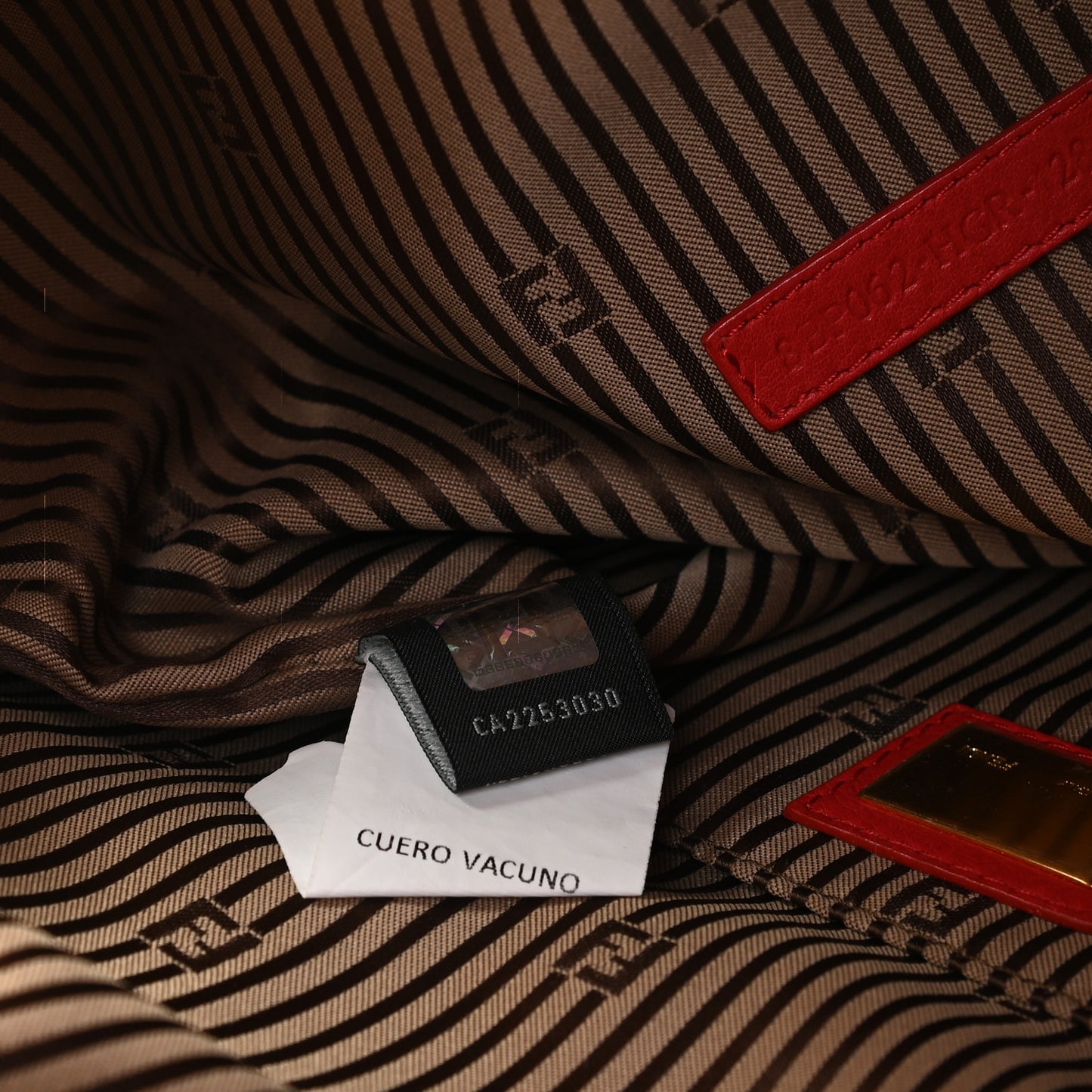 Vitello Foldover Clutch Red Brown