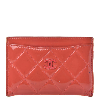 Chanel Patent Calfskin Quilted Card Holder Coral 1 of 8