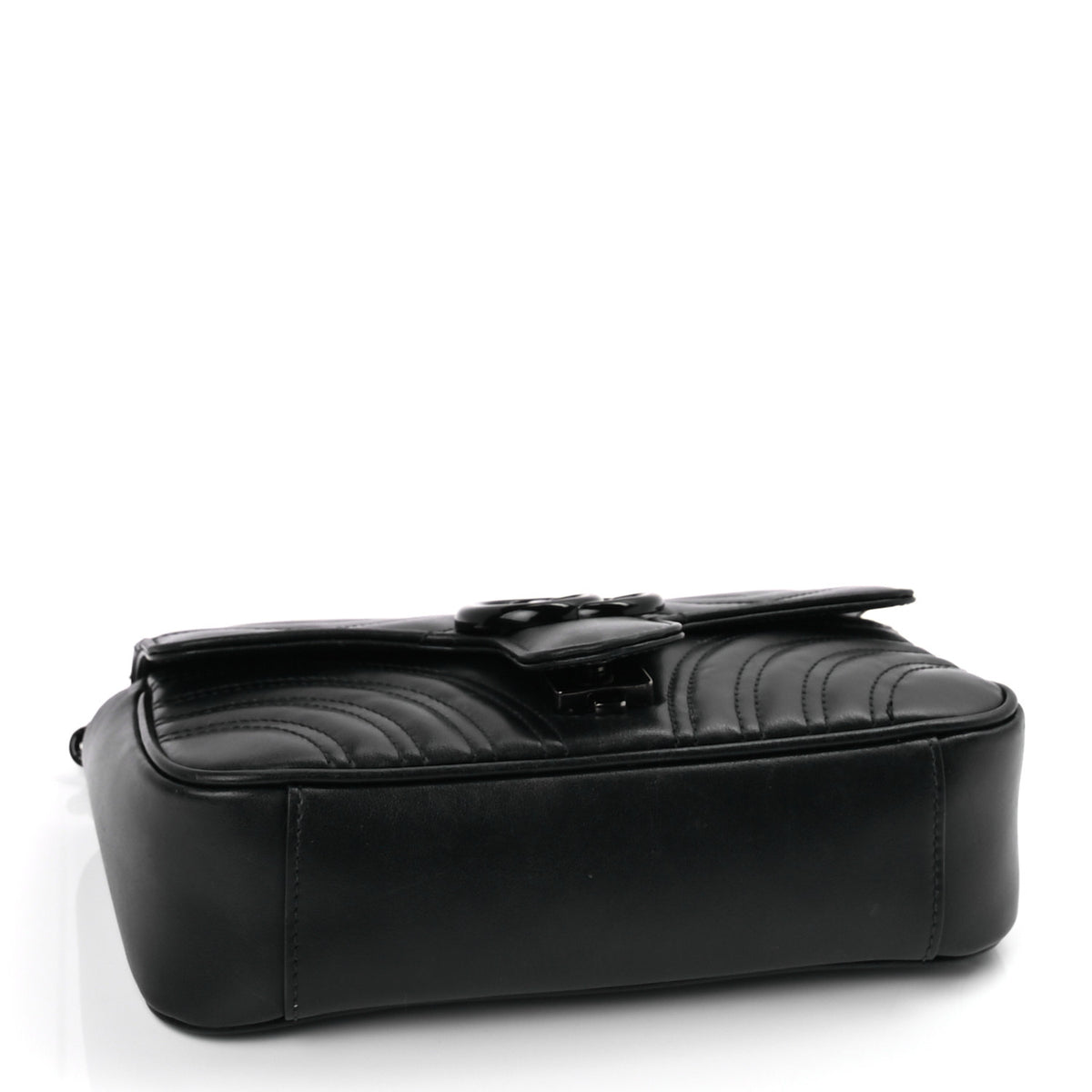 Gucci Calfskin Matelasse Monochrome Small GG Marmont Shoulder Bag Black 3 of 8