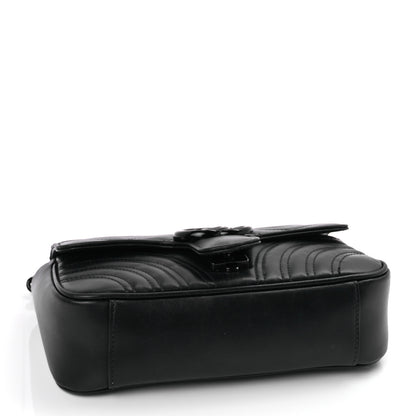 Gucci Calfskin Matelasse Monochrome Small GG Marmont Shoulder Bag Black 3 of 8