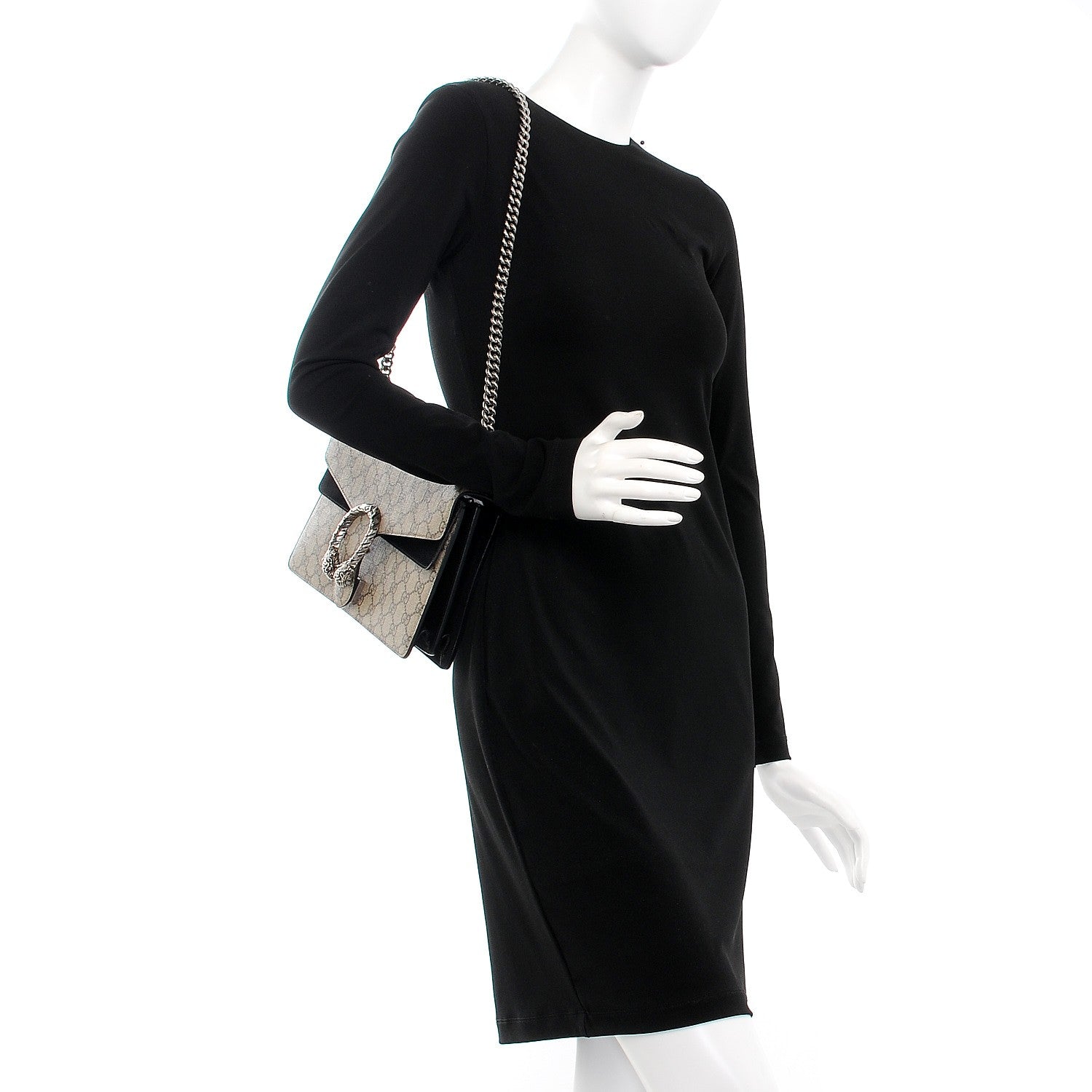 Gucci GG Supreme Monogram Small Dionysus Shoulder Bag Black 2 of 12