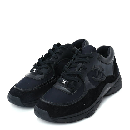 Chanel Toile Suede Calfskin CC Mens Sneakers 41  Black 2 of 8