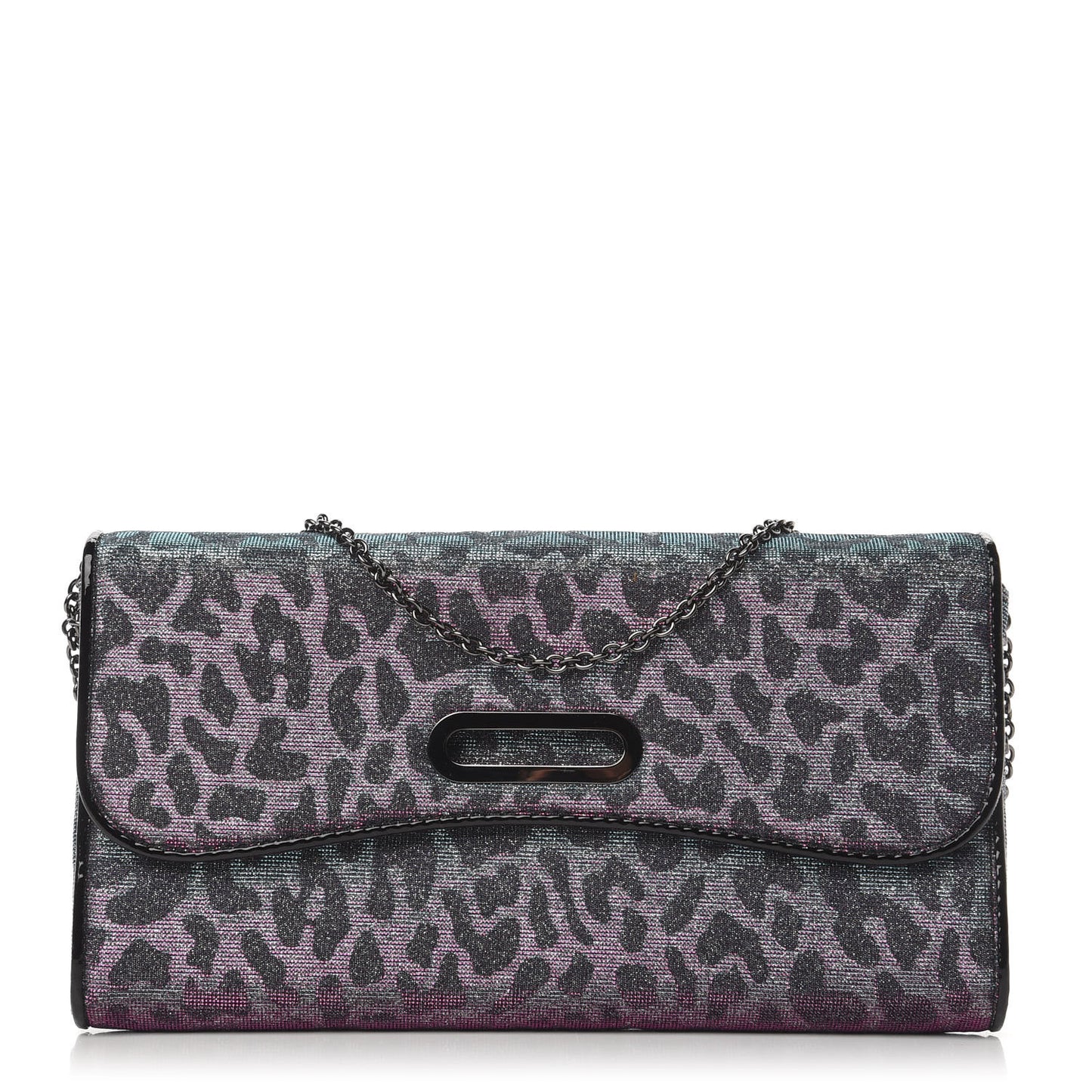 Lame Leopard Riviera Clutch Turquoise Violet