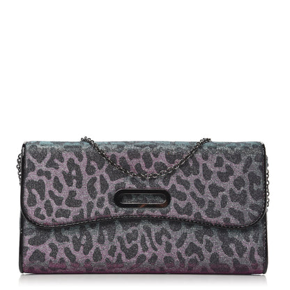 Christian Louboutin Lame Leopard Riviera Clutch Turquoise Violet 1 of 9