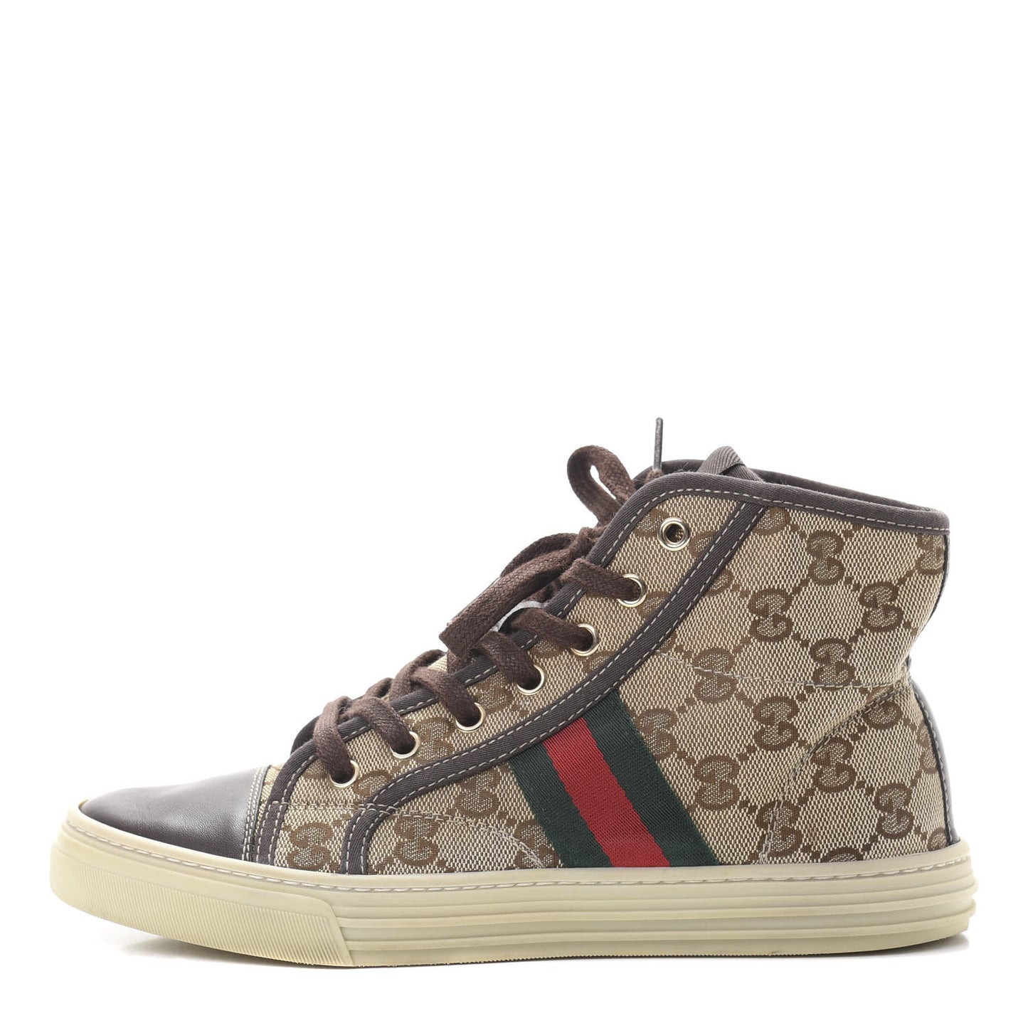 GG Monogram Web Womens High Top Sneakers 37 Brown