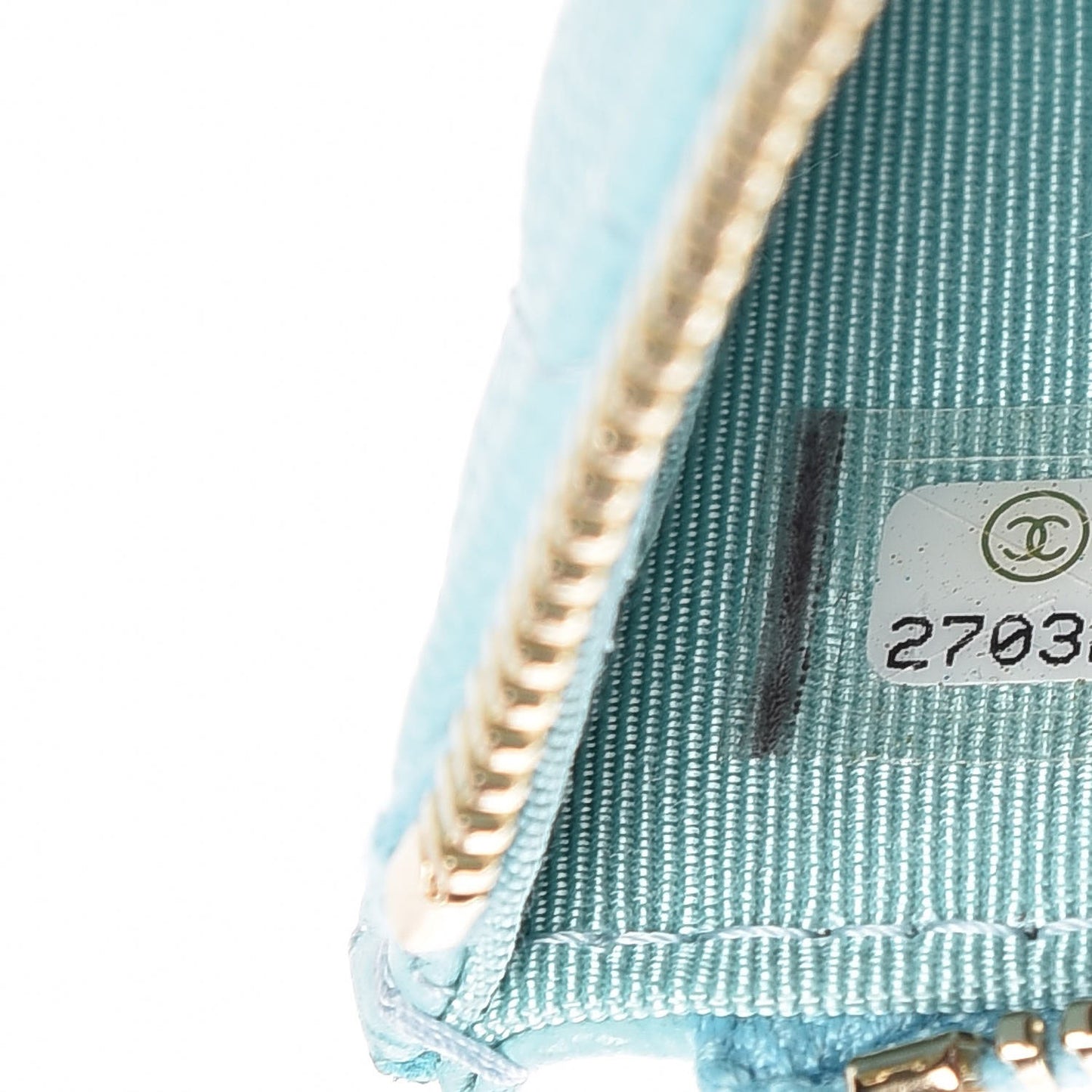 Caviar Quilted Classic Zip Pouch Light Blue