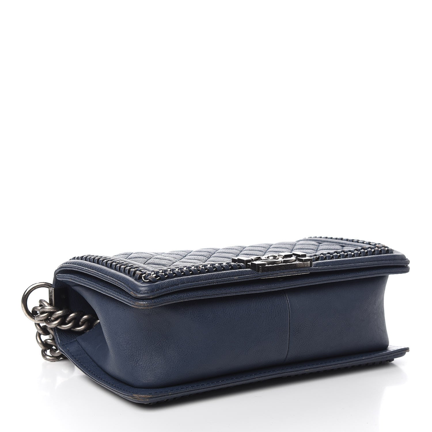 Chanel Calfskin Quilted Medium Top Handle Boy Flap Blue 3 of 12