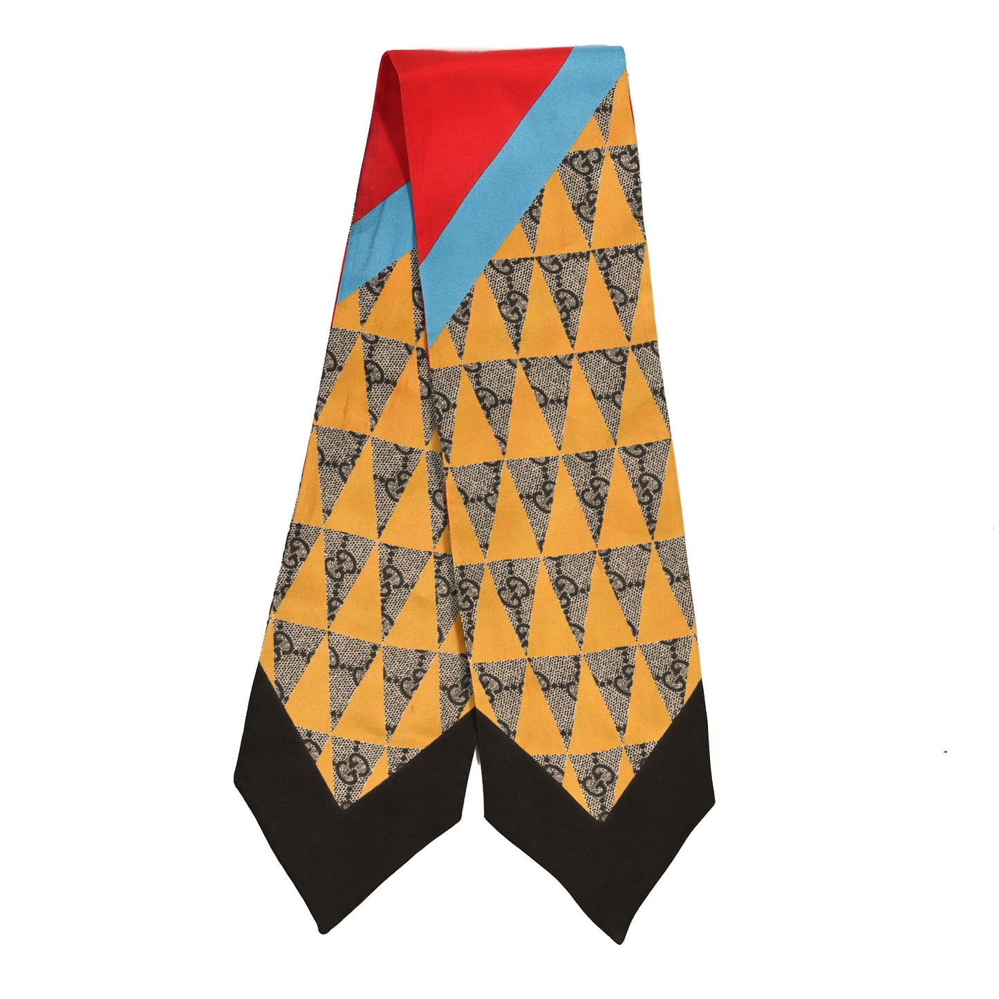 Silk GG Monogram Backgammon Neck Bow Scarf Multicolor