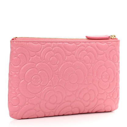Chanel Caviar Camellia Embossed Cosmetic Pouch Pink 3 of 8