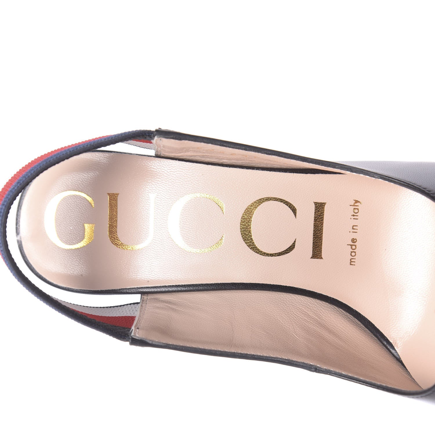 Gucci Malaga Kid Web Sylvie High Heel Slingback Pumps 35.5 Black 7 of 11