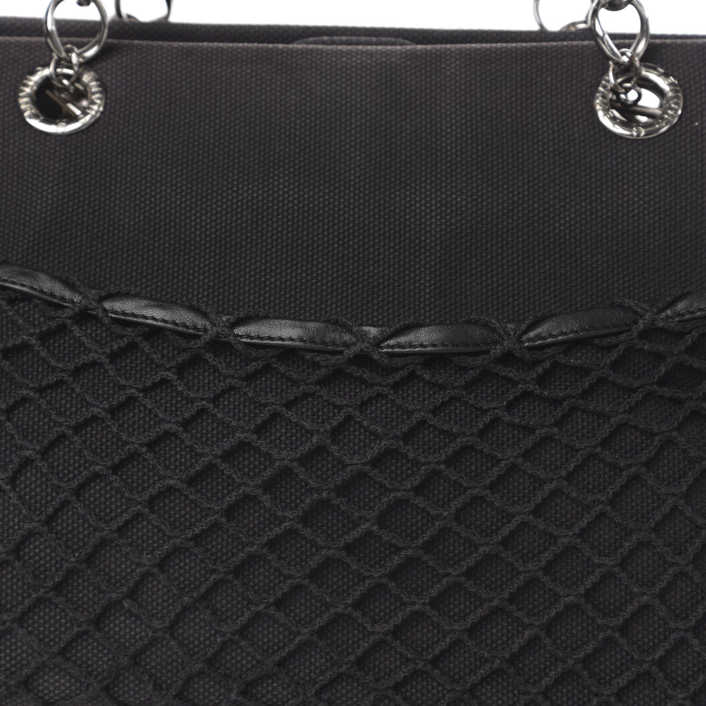 Lambskin Canvas Chocolate Bar CC Shopping Tote Black
