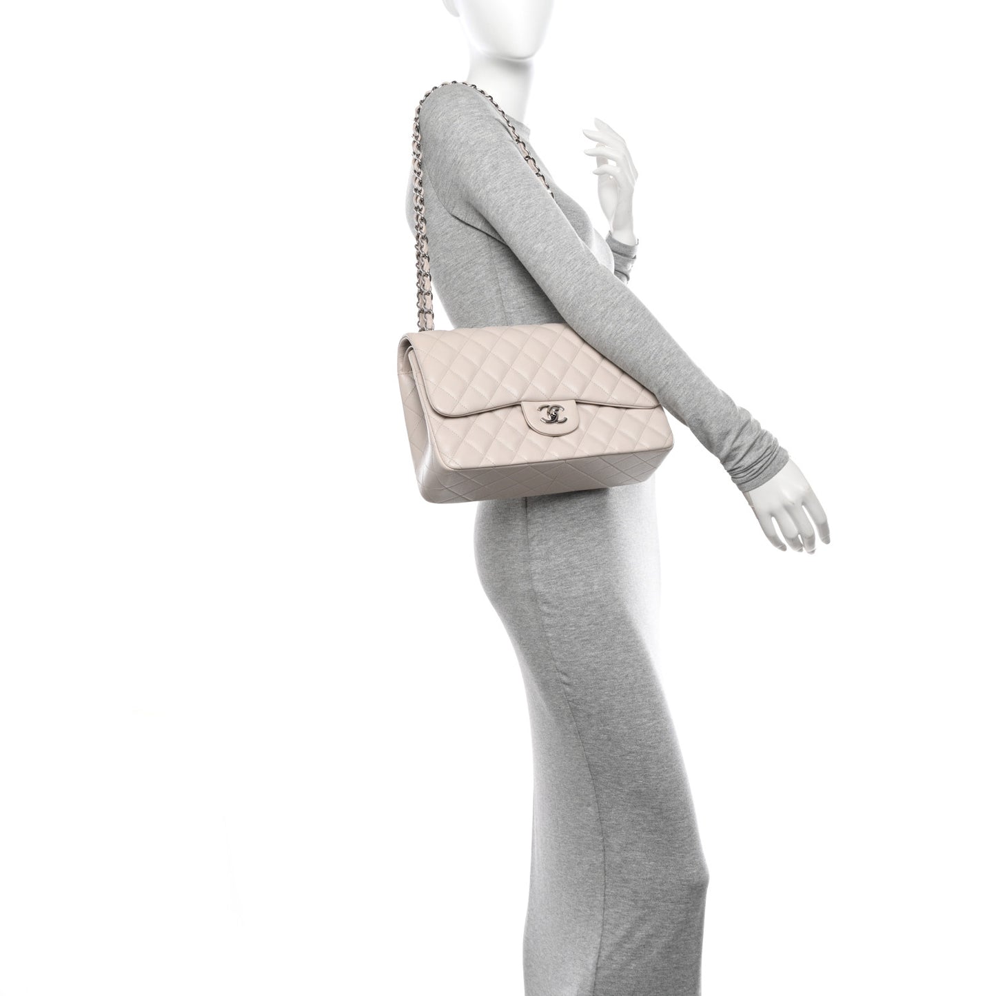 Caviar Quilted Jumbo Double Flap Ivory