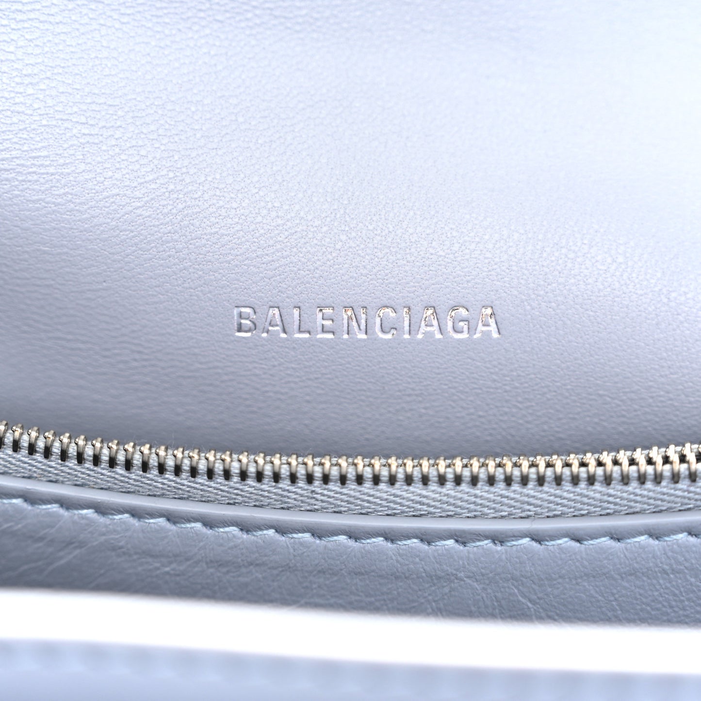 Crushed Washed Denim Quilted Medium Crush Chain Bag Pale Blue