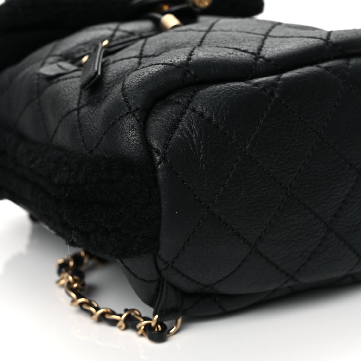 Chanel Lambskin Shearling Quilted CC Backpack Black 7 of 9