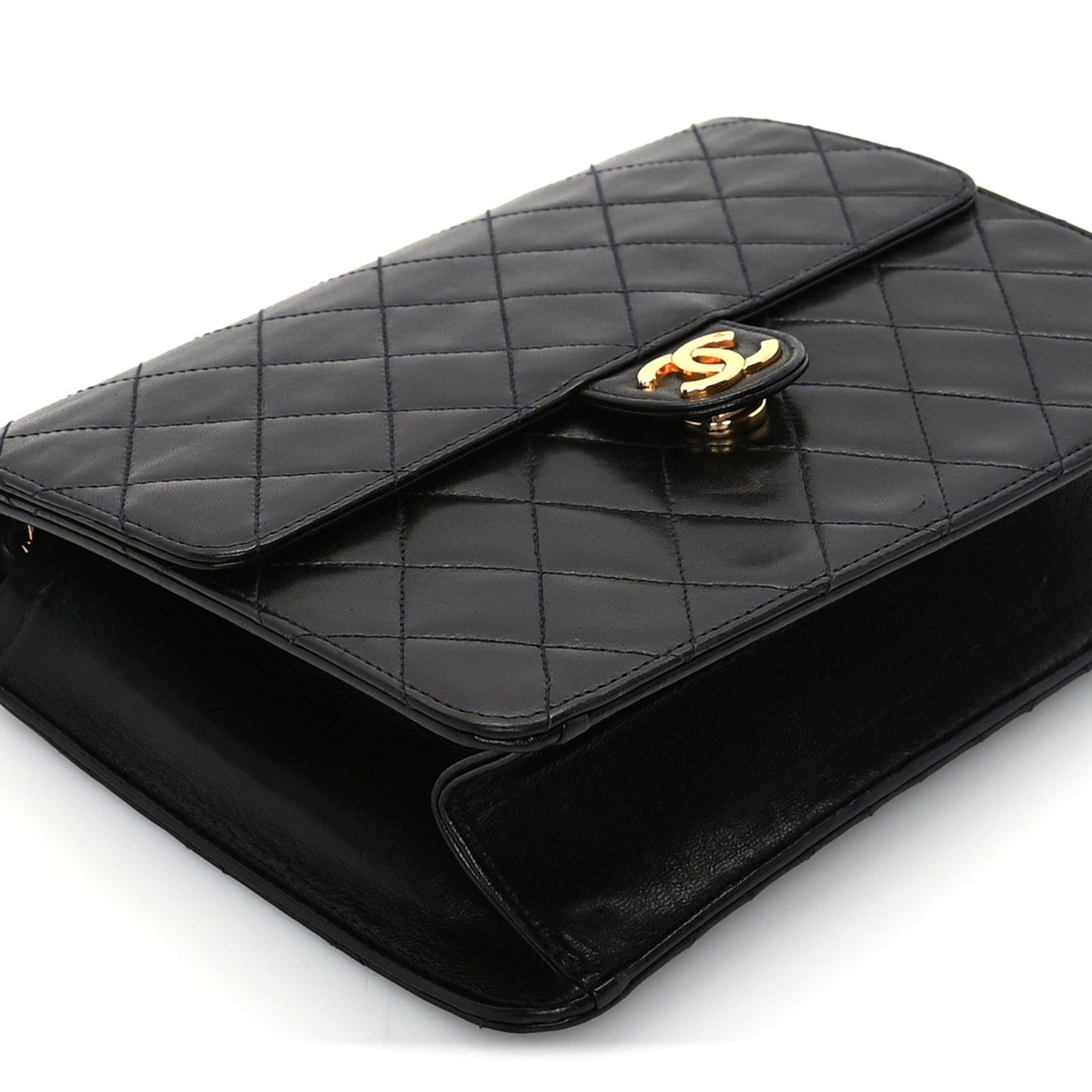 Lambskin Quilted Small Single Flap Bag Black