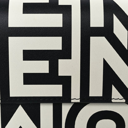 Fendi X MARC JACOBS Nappa Vitello King Logo Print Continental Wallet On Chain White Black 7 of 9