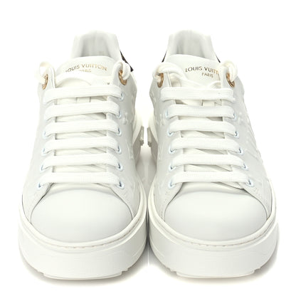 Louis Vuitton Lambskin Embossed Monogram Time Out Sneakers 38 White 3 of 8
