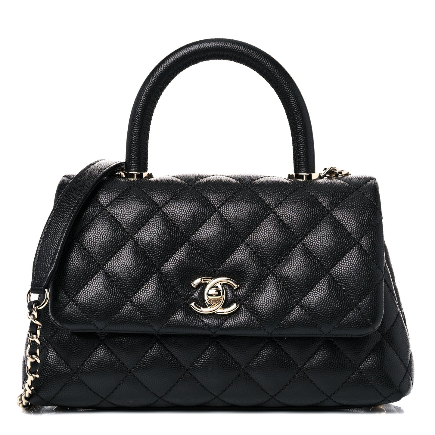 Caviar Quilted Mini Coco Handle Flap Black
