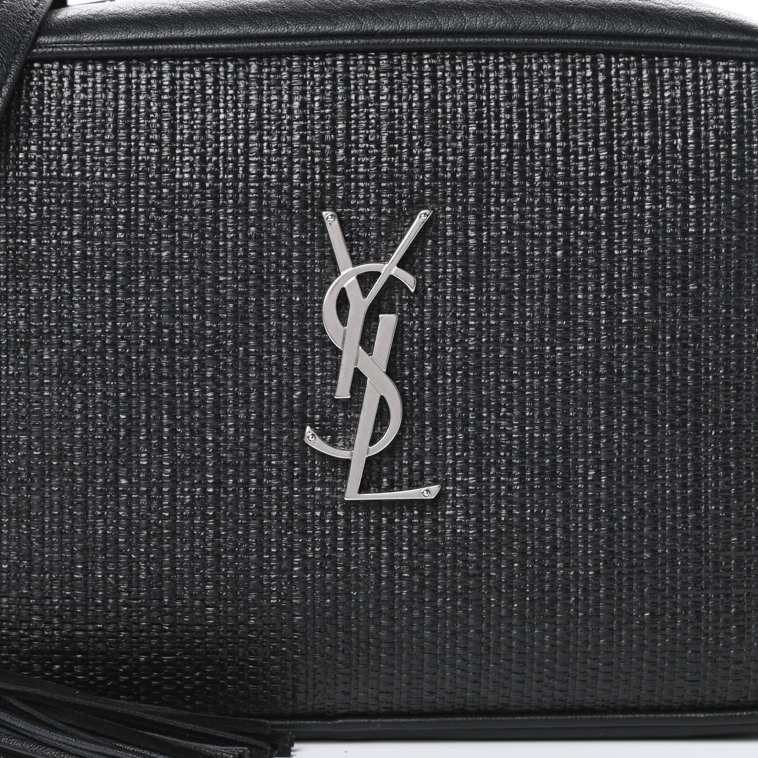 Saint Laurent Raffia Canvas Monogram Lou Camera Bag Black 8 of 10