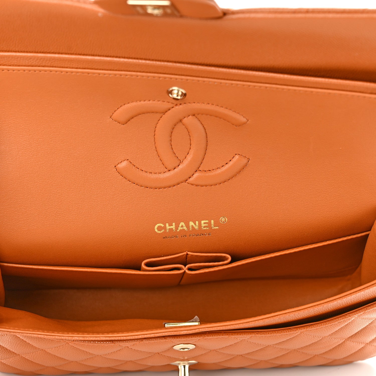 Chanel Caviar Quilted Medium Double Flap Light Brown 5 of 10