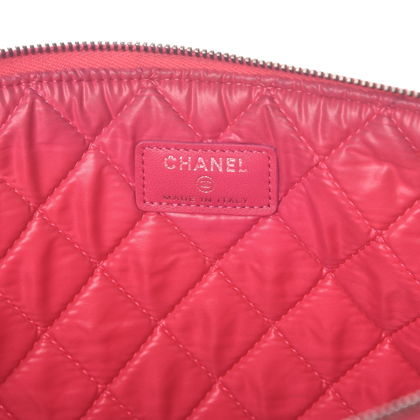 Perforated Lambskin Quilted Large Cosmetic Case Pink