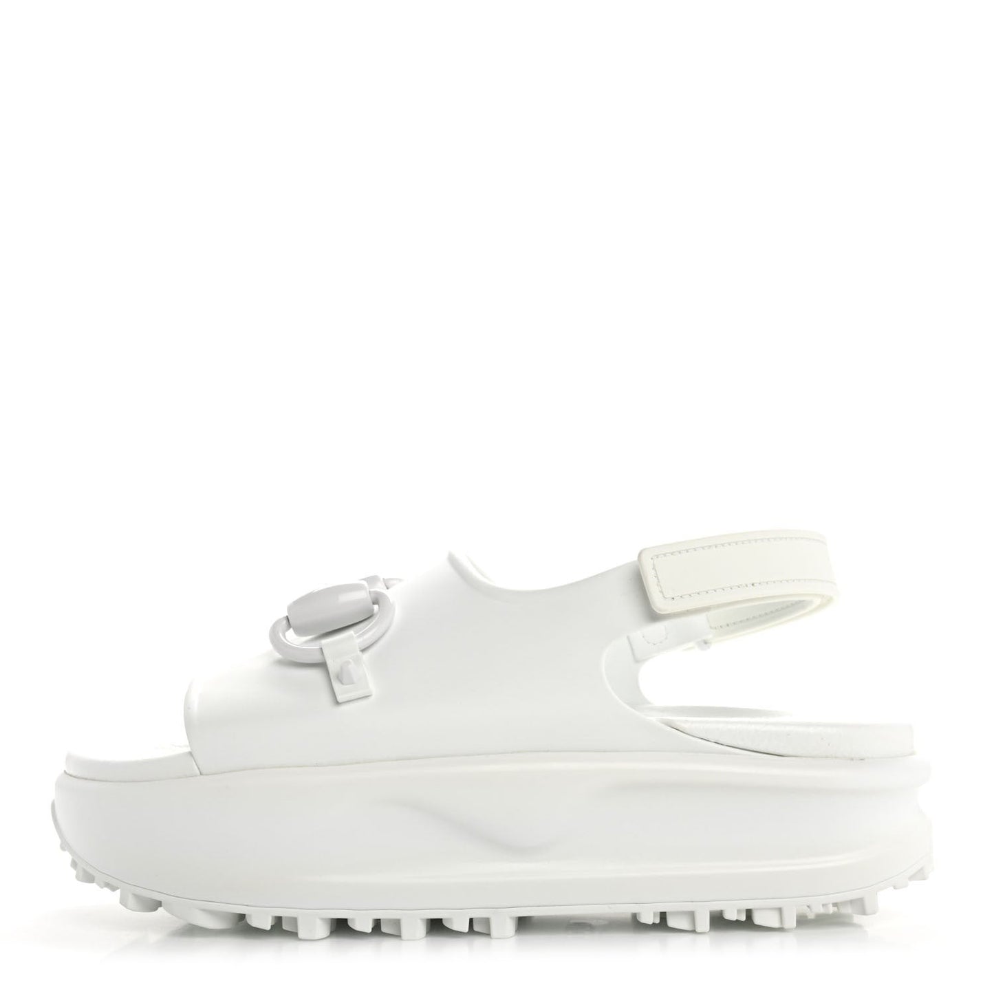 Soft Rubber Horsebit Touch Womens Strapped Sandals 38 Great White