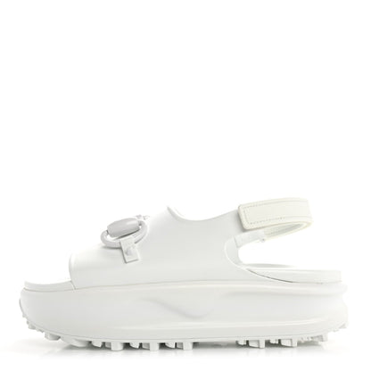 Gucci Soft Rubber Horsebit Touch Womens Strapped Sandals 38 Great White 1 of 7