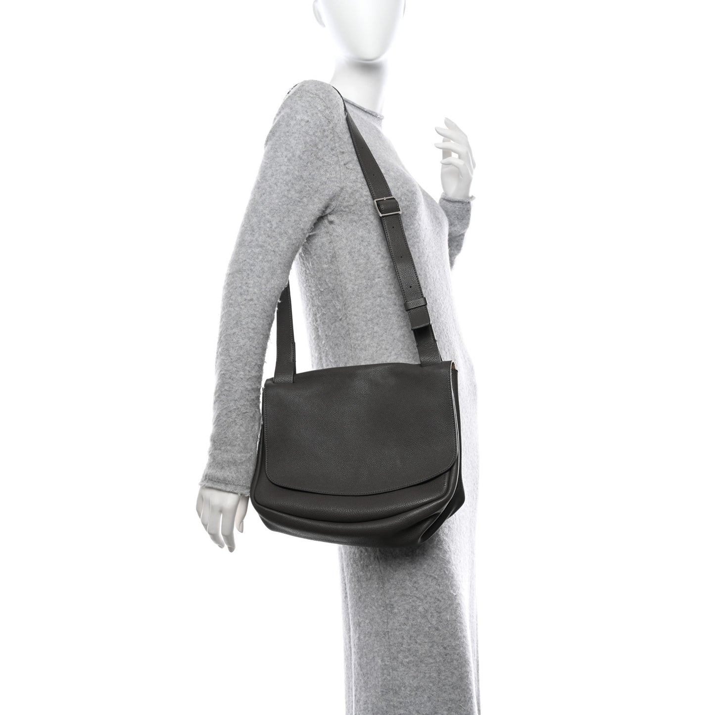 THE ROW Calfskin Small Mail Bag Ash Grey