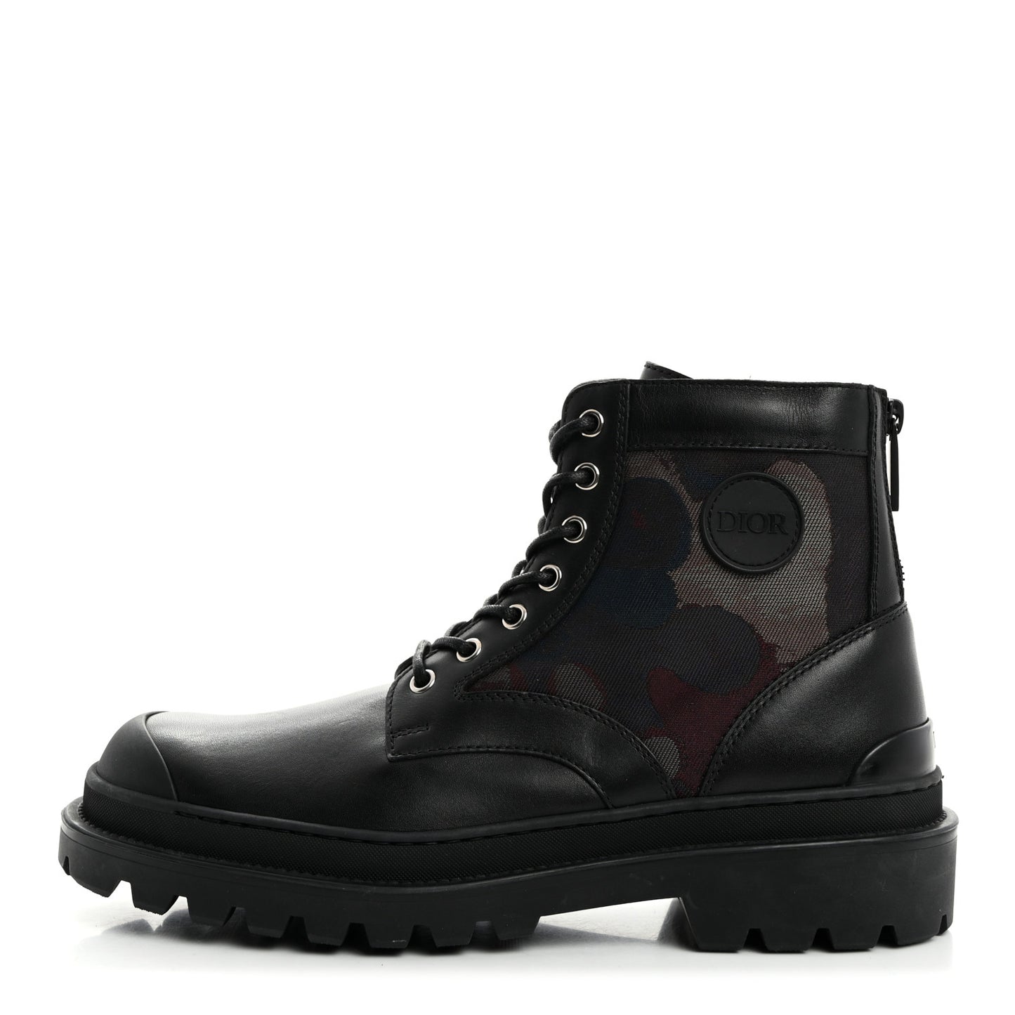 X Peter Doig Calfskin Camouflage Explorer Mens Boots 41 Black Multicolor