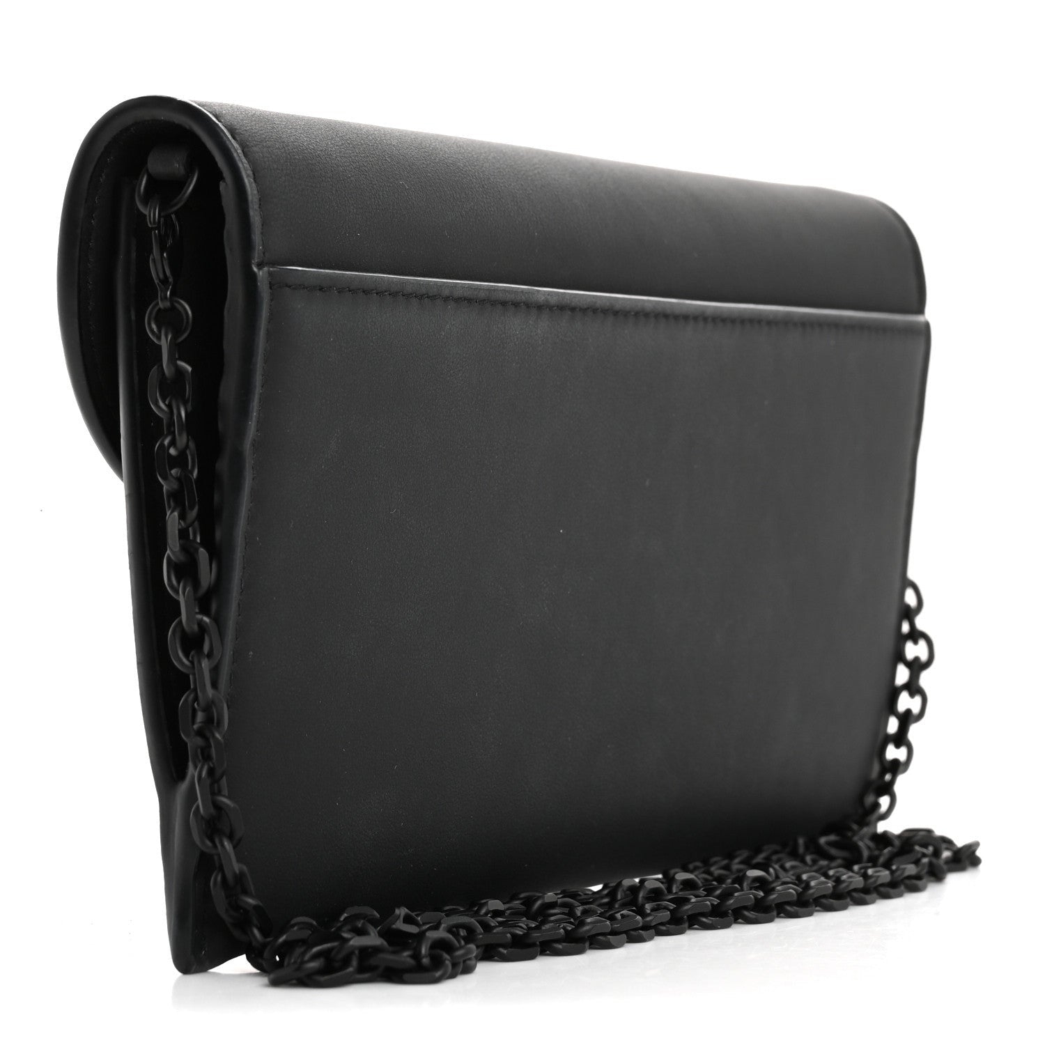 Christian Dior Ultra Matte Calfskin Saddle Chain Wallet Pouch Black 4 of 7