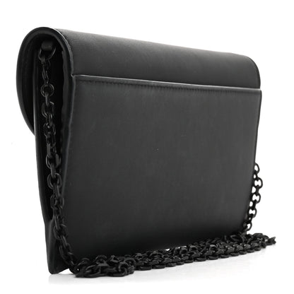 Christian Dior Ultra Matte Calfskin Saddle Chain Wallet Pouch Black 4 of 7