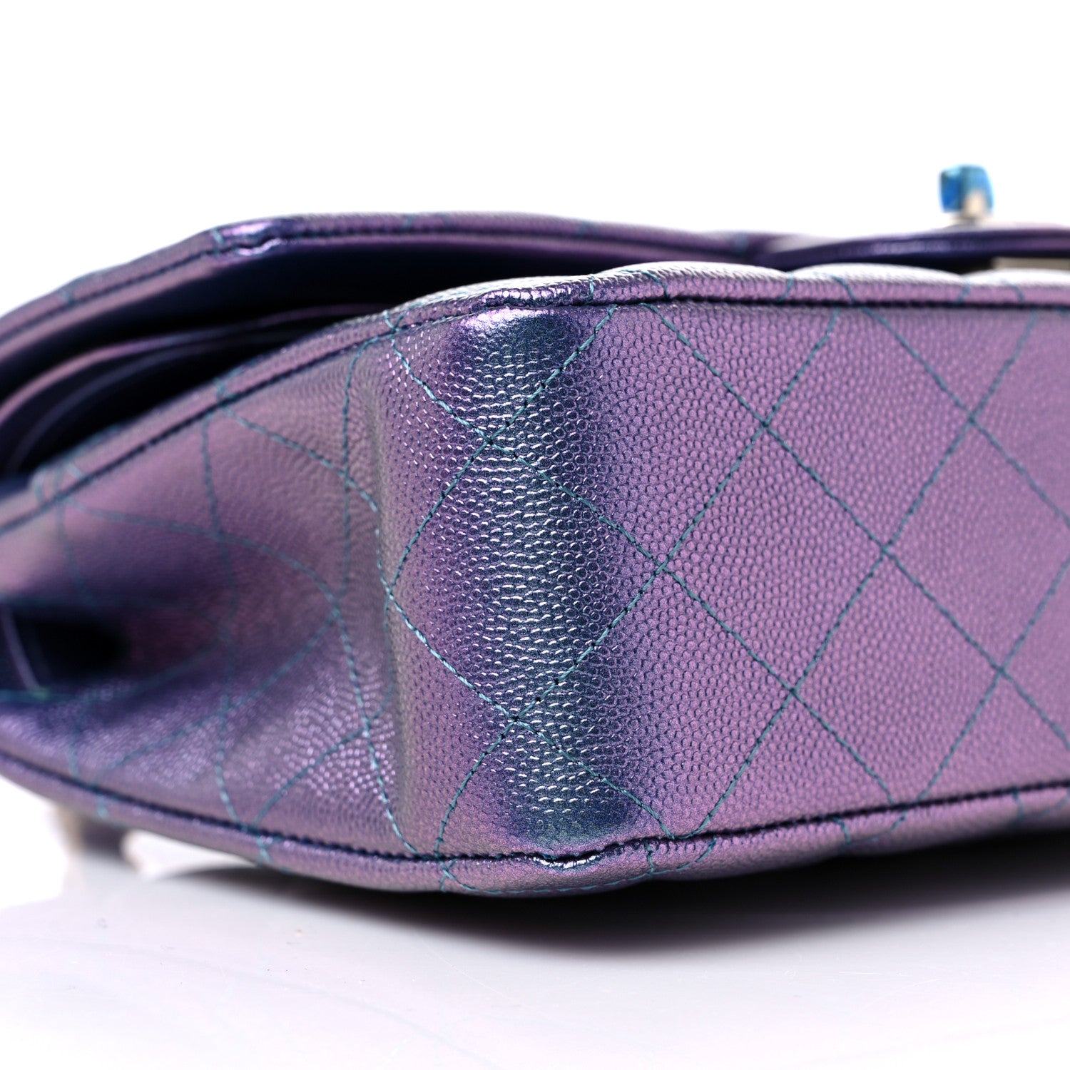 Chanel Iridescent Caviar Quilted Medium Double Flap Dark Blue 8 of 10